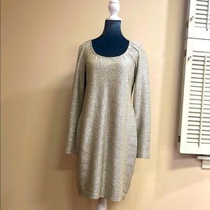 BCBGeneration Gold Long Sleeve Party Dress Size Large EUC